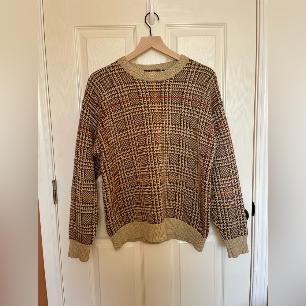 Roundtree & York Vintage Eclectic Grandpa Grid Pattern Sweater Size Medium